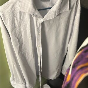 Perry Ellis Gray Checkered Men's Dress Shirt